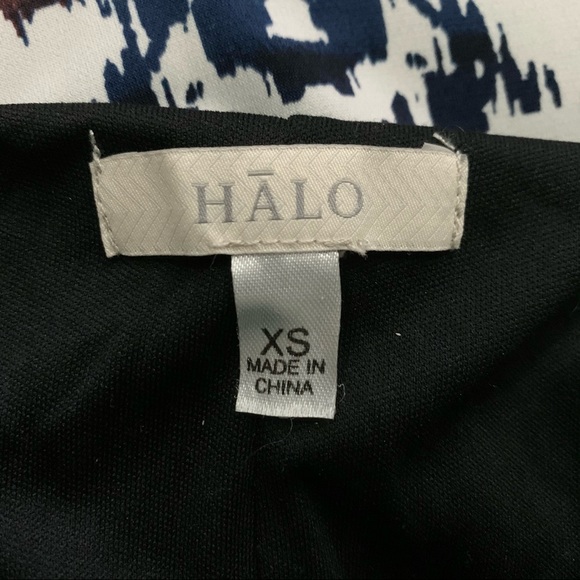 Halo Maroon Navy White Print Long Sleeve Dress - Size XS - Picture 7 of 9